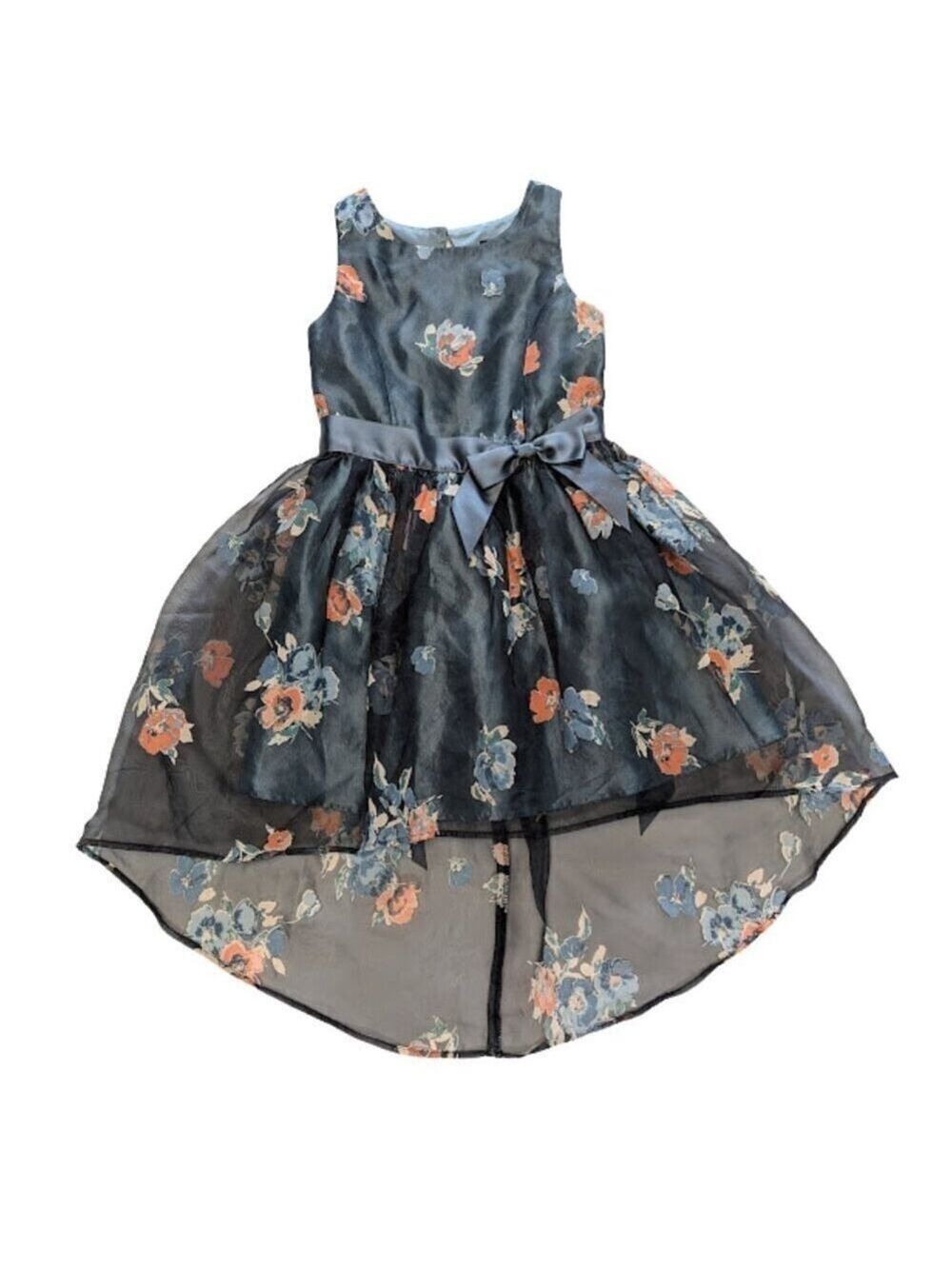 Zunie Girls Floral Satin Dress with Crinoline Underskirt | Size 7